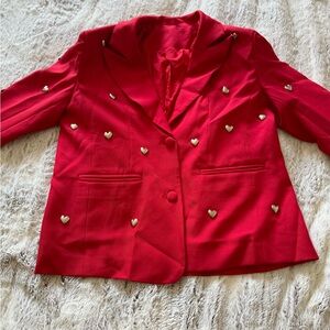Source Unknown Red Blazer with Heart Details